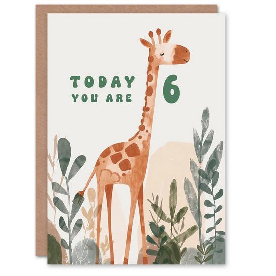 Artery8 6th Birthday Card Cute Fun Giraffe Today You Are Age 6 Year Old Child For Son Daughter Girl Boy Happy Card 1