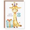 Artery8 8th Birthday Card Cute Baby Giraffe in Party Hat Cartoon Kids Age 8 Year Old Child For Son Daughter Girl Boy Happy Card thumbnail 1