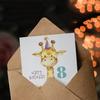 Artery8 8th Birthday Card Cute Baby Giraffe in Party Hat Cartoon Kids Age 8 Year Old Child For Son Daughter Girl Boy Happy Card thumbnail 3