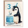 Artery8 3rd Birthday Card Cute Baby Penguin Cake Cartoon Kids Age 3 Year Old Child For Son Daughter Girl Boy Happy Card thumbnail 1