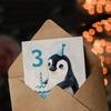 Artery8 3rd Birthday Card Cute Baby Penguin Cake Cartoon Kids Age 3 Year Old Child For Son Daughter Girl Boy Happy Card thumbnail 3