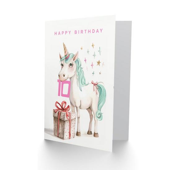 Artery8 10th Birthday Card Unicorn Stars Present Fun Kids Age 10 Year Old Child For Son Daughter Girl Boy Happy Card 2