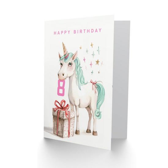 Artery8 8th Birthday Card Unicorn Stars Present Fun Kids Age 8 Year Old Child For Son Daughter Girl Boy Happy Card 2