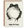 Artery8 Artery8 Birthday Card Grumpy Frog Black White Hoppy Pun Ink Drawing For Him Dad Brother Son Papa Grandad Greeting Card thumbnail 1