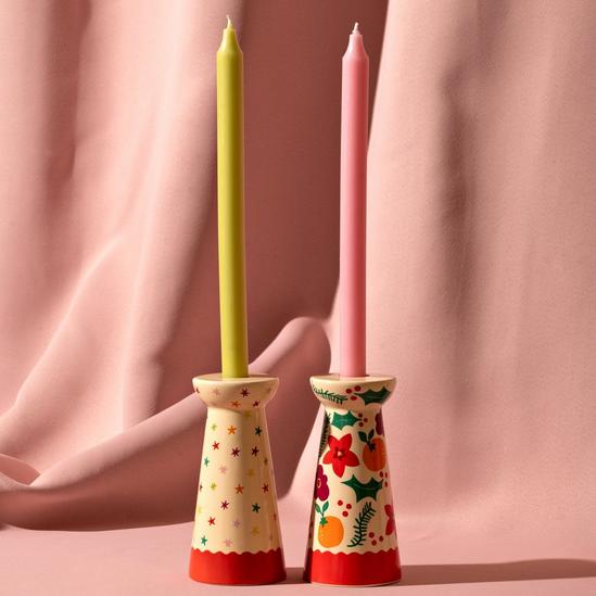 Raspberry Blossom Set of 2 Candles Holders 1
