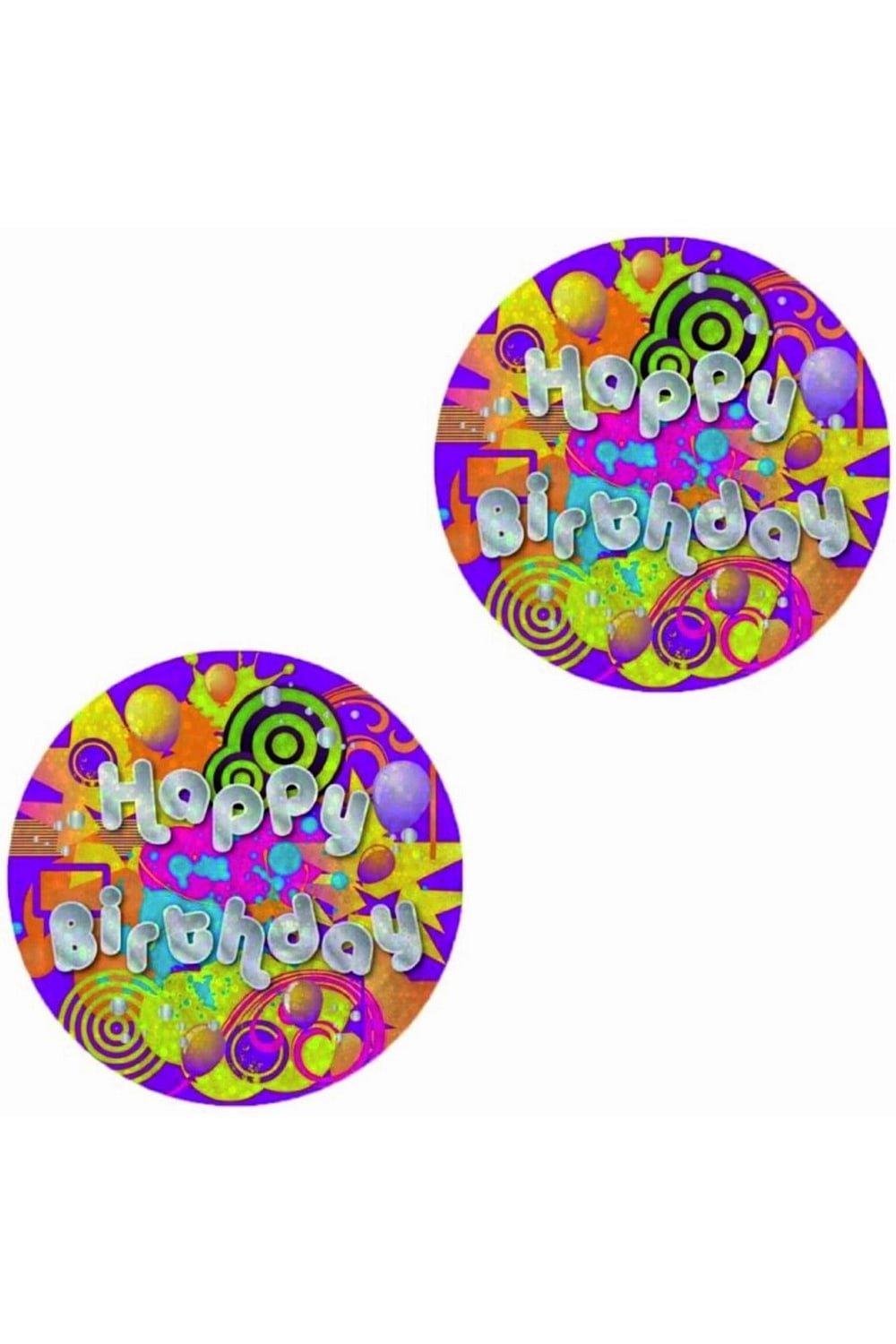 Holographic Happy Birthday Badge