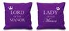 60 SECOND MAKEOVER Lord Of The Manor Lady Of The Manor Purple Cushion Covers 16" x 16" Couples Cushions Valentines Anniversary Boyfriend thumbnail 1