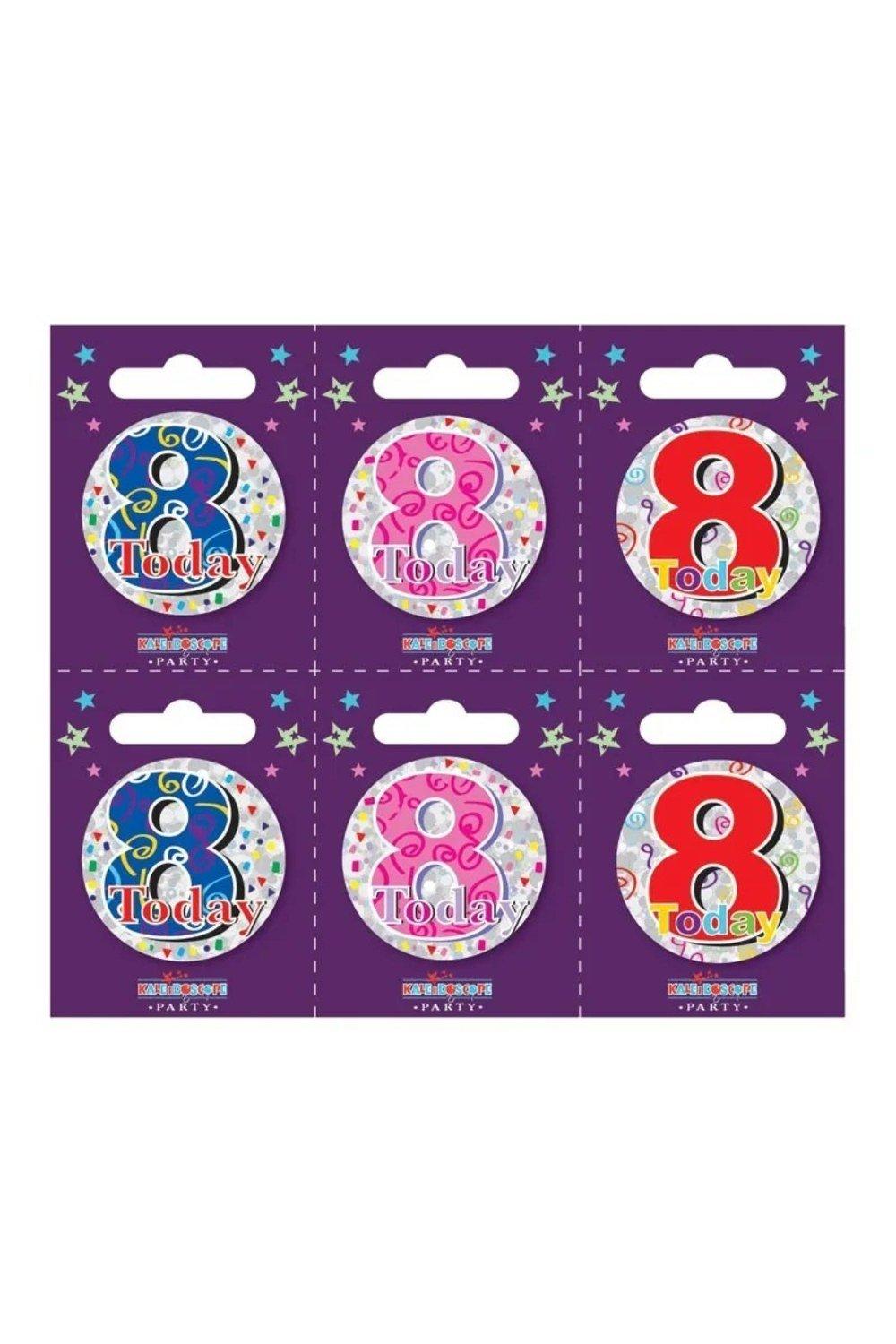 Today 8th Birthday Badge (Pack of 6)