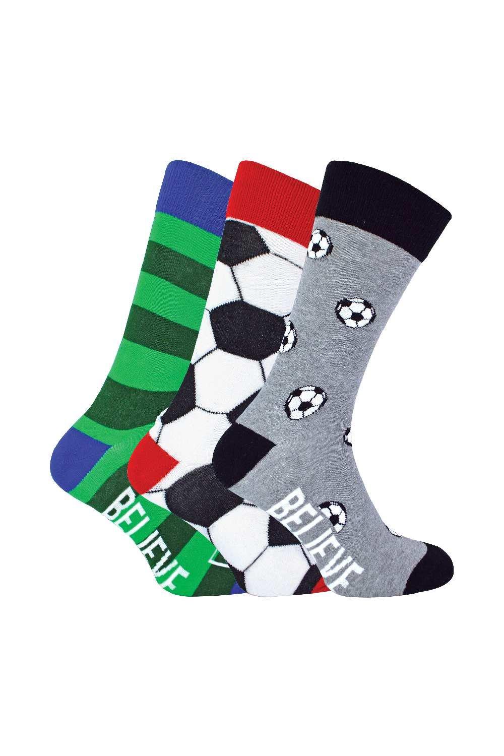 3 Pairs Novelty Cotton Socks with Football Pattern in a Gift Box