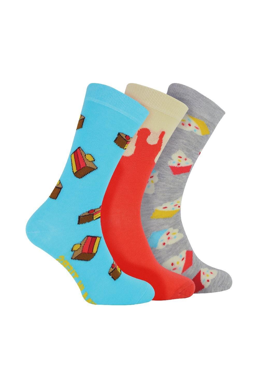 3 Pairs Novelty Soft Cotton Birthday Cake Socks in a Gift Box