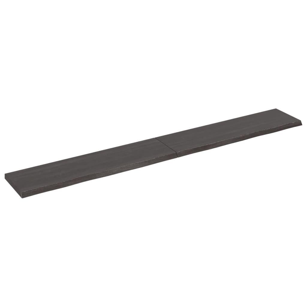 Wall Shelf Dark Grey 220x30x(2-4) cm Treated Solid Wood Oak
