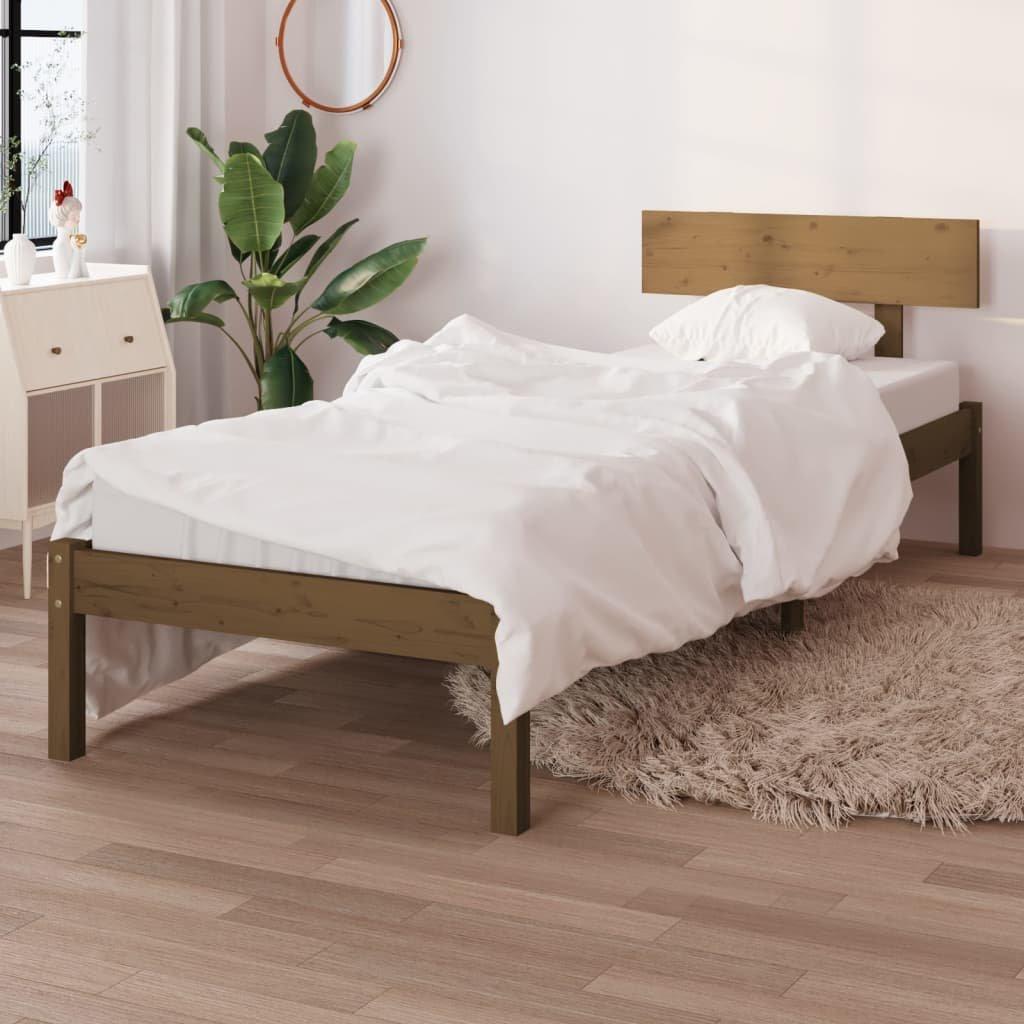 Bed Frame Honey Brown Solid Wood Pine 90x190 cm Single