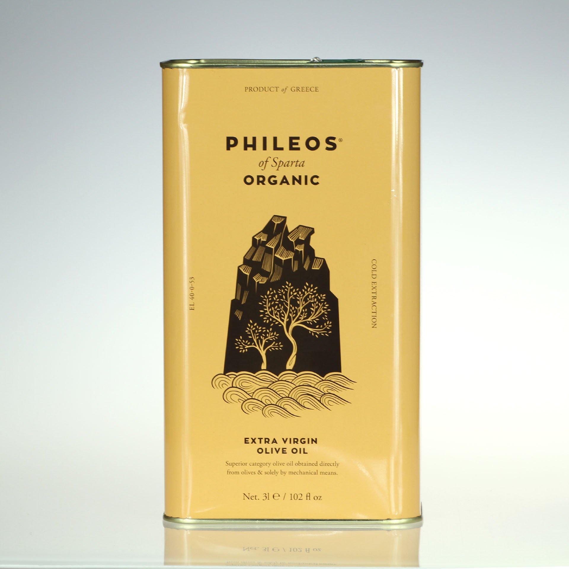 Organic Extra Virgin Olive Oil Phileos of Sparta from Greece  3 l Can