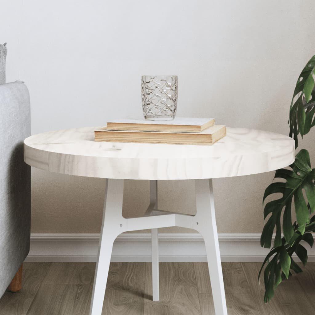Table Top Round White A~50x3 cm Solid Wood Pine