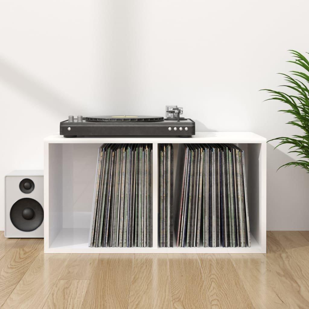 Vinyl Storage Box High Gloss White 71x34x36 cm Engineered Wood