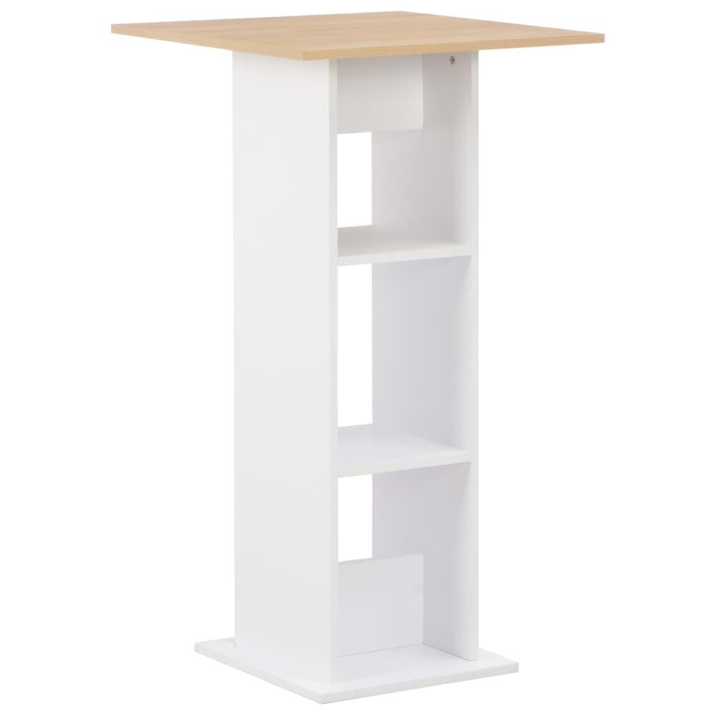 Bar Table White and Sonoma Oak 60x60x110 cm