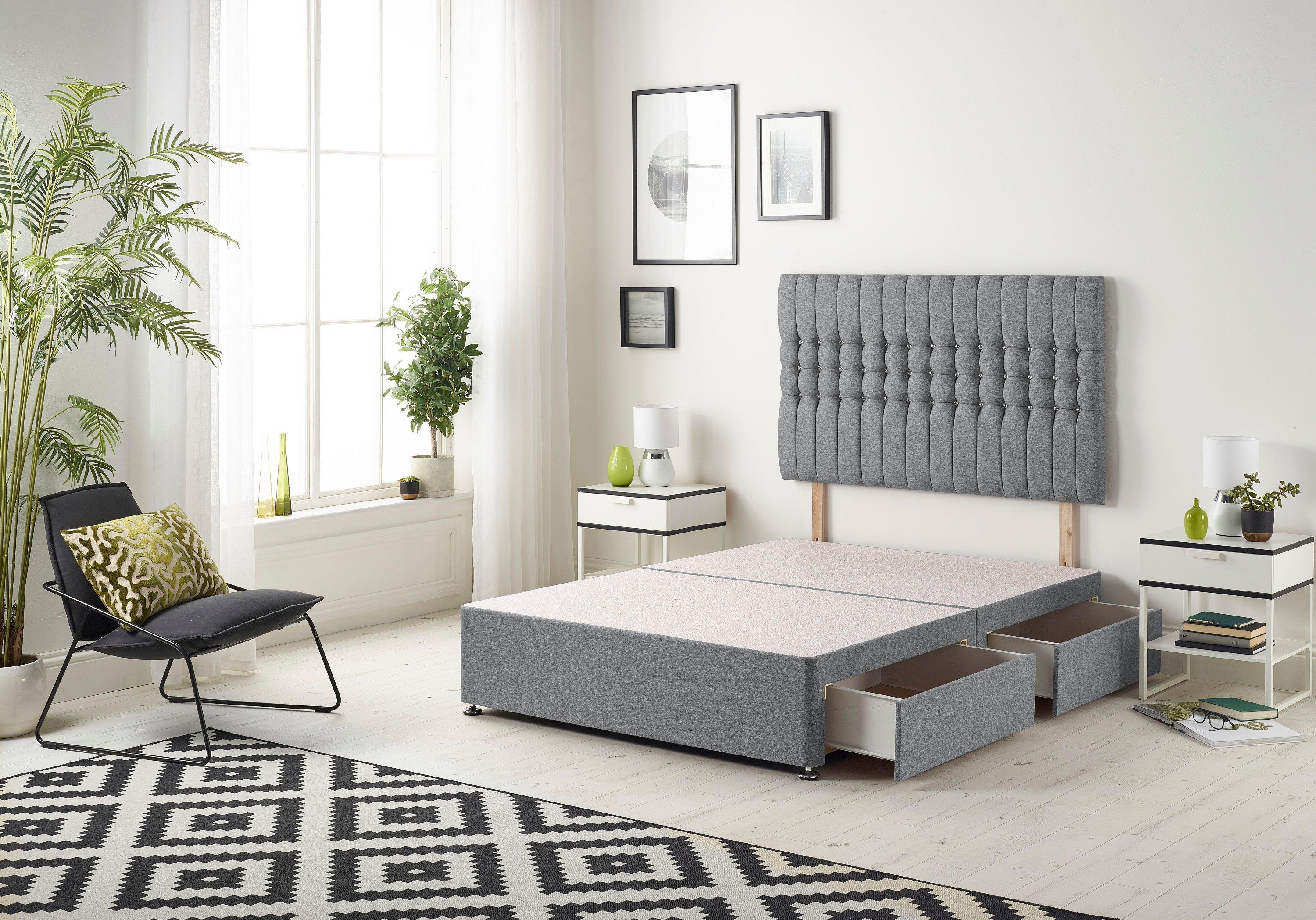 Galaxy Divan Bed Base With 2 Drawers and Headboard Plush