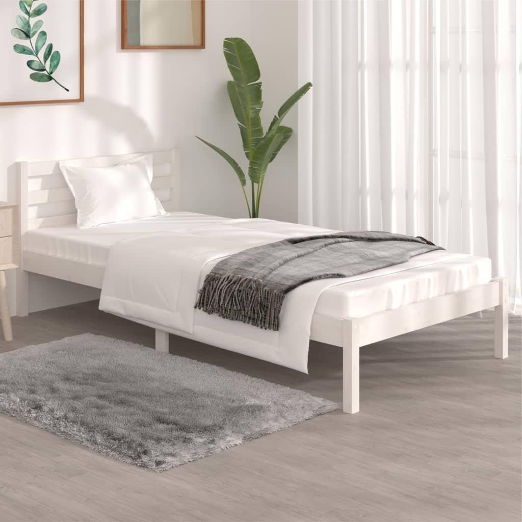 Bed Frame Solid Wood Pine 90x190 cm Single White