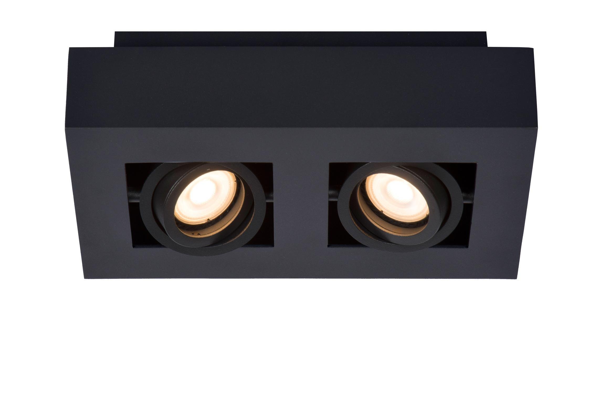 Lucide Xirax Modern Ceiling Spotlight LED Dim to warm GU10 2x5W 2200K3000K Black