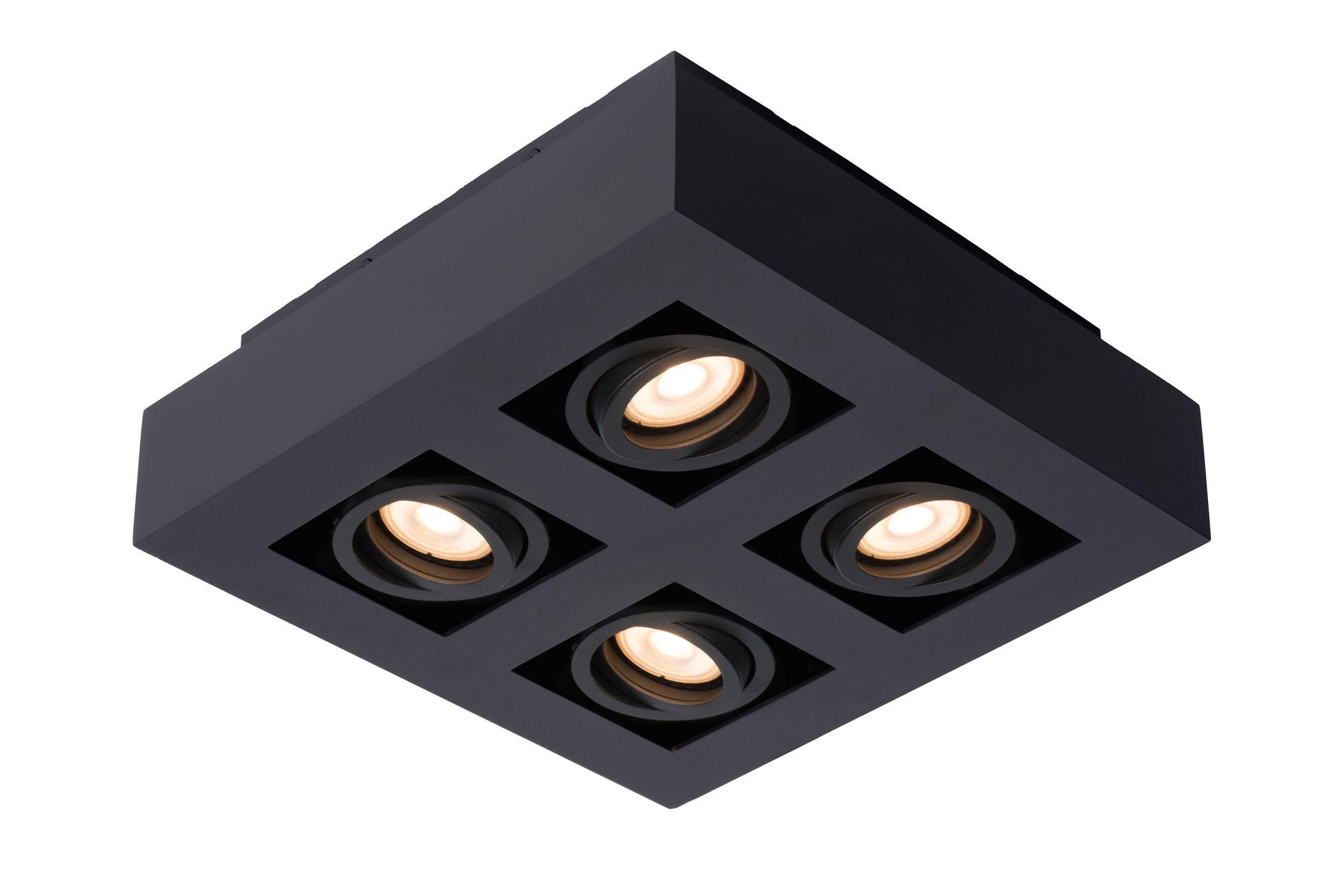 Lucide Xirax Modern Ceiling Spotlight LED Dim to warm GU10 4x5W 2200K3000K Black