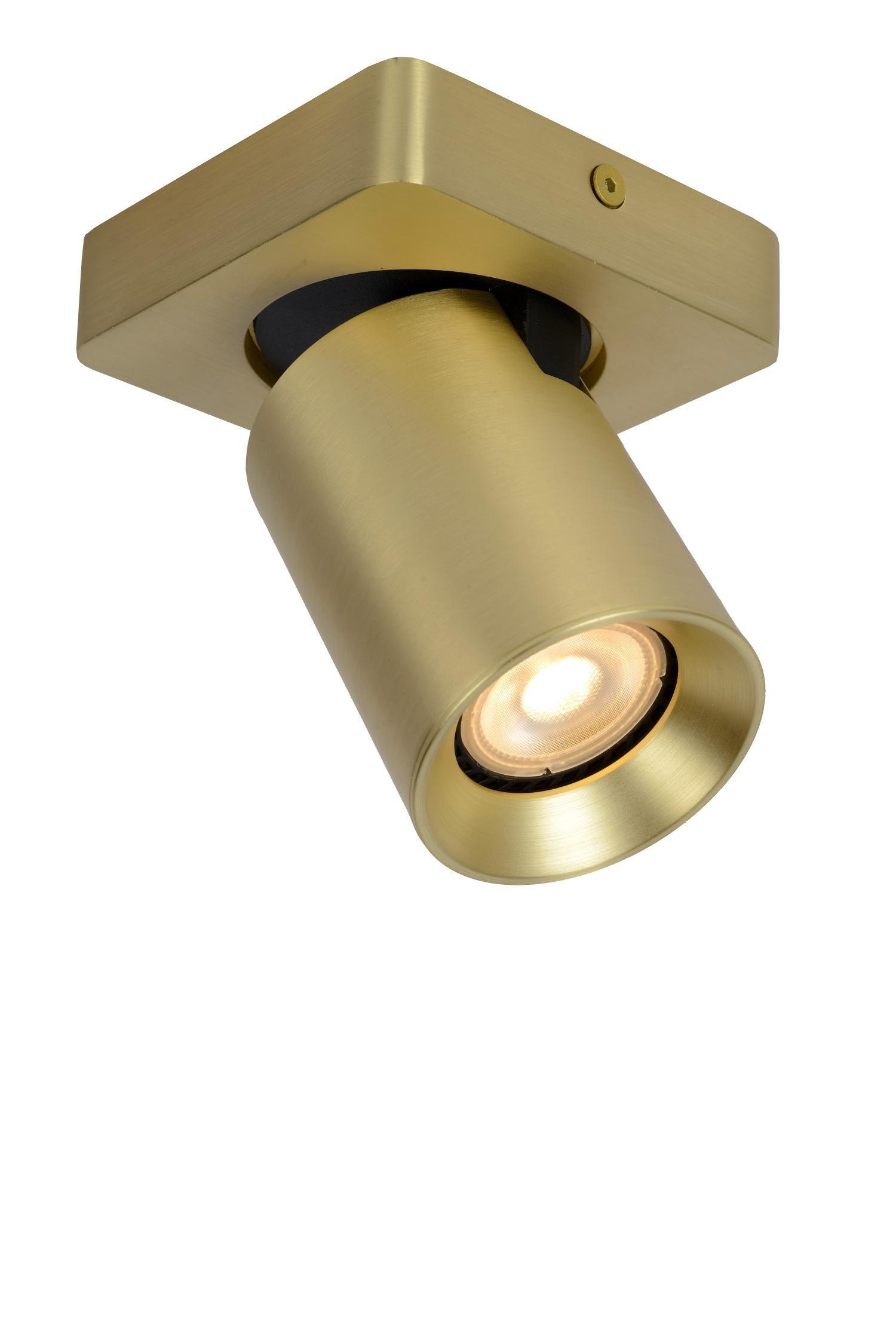 Lucide Nigel Modern Ceiling Spotlight LED Dim to warm GU10 1x5W 2200K3000K Matt Gold Brass