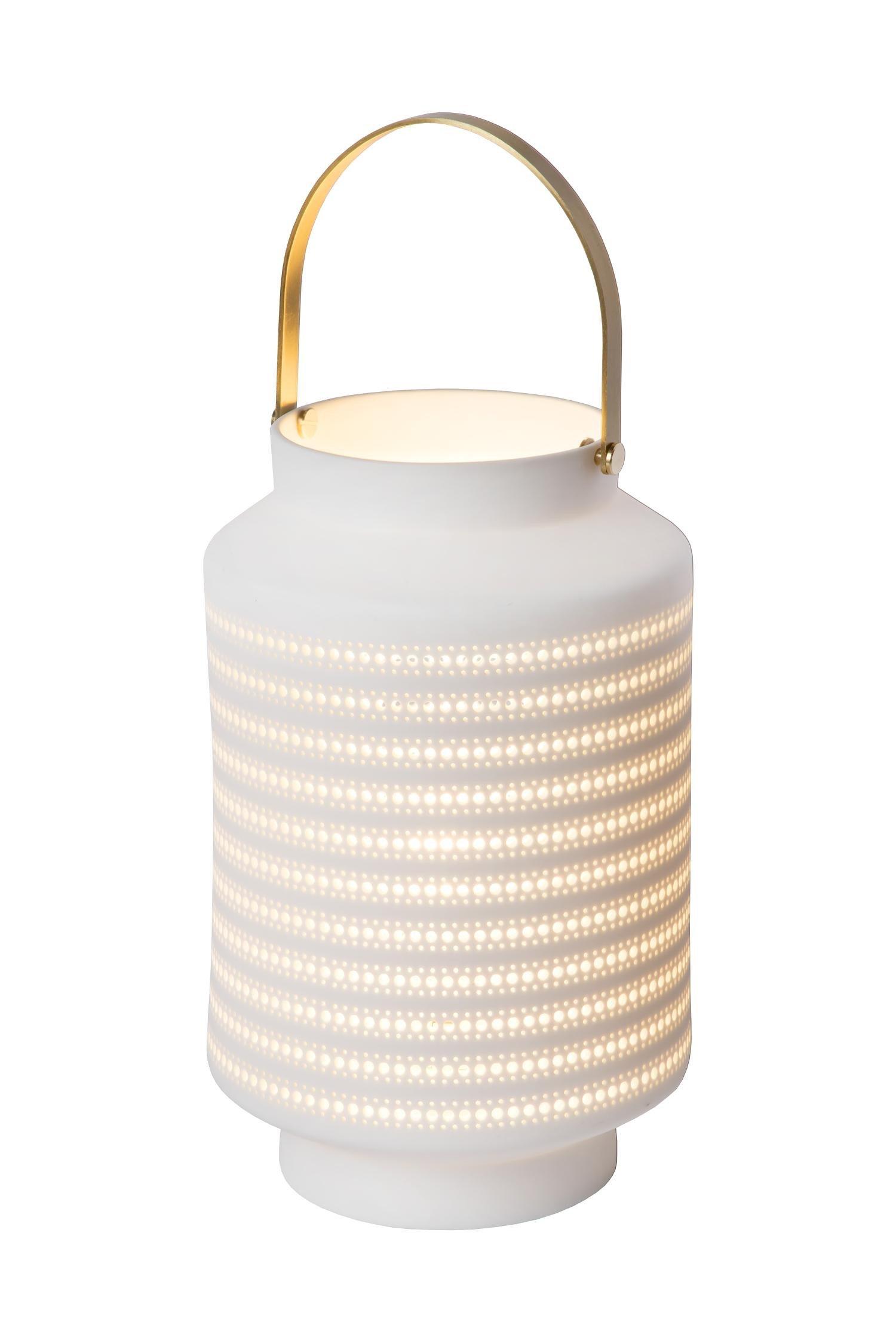 Lucide JAMILA Oval Table Lamp in Porcelain E14 Cottage Desk Light 25W - 15.5 cm