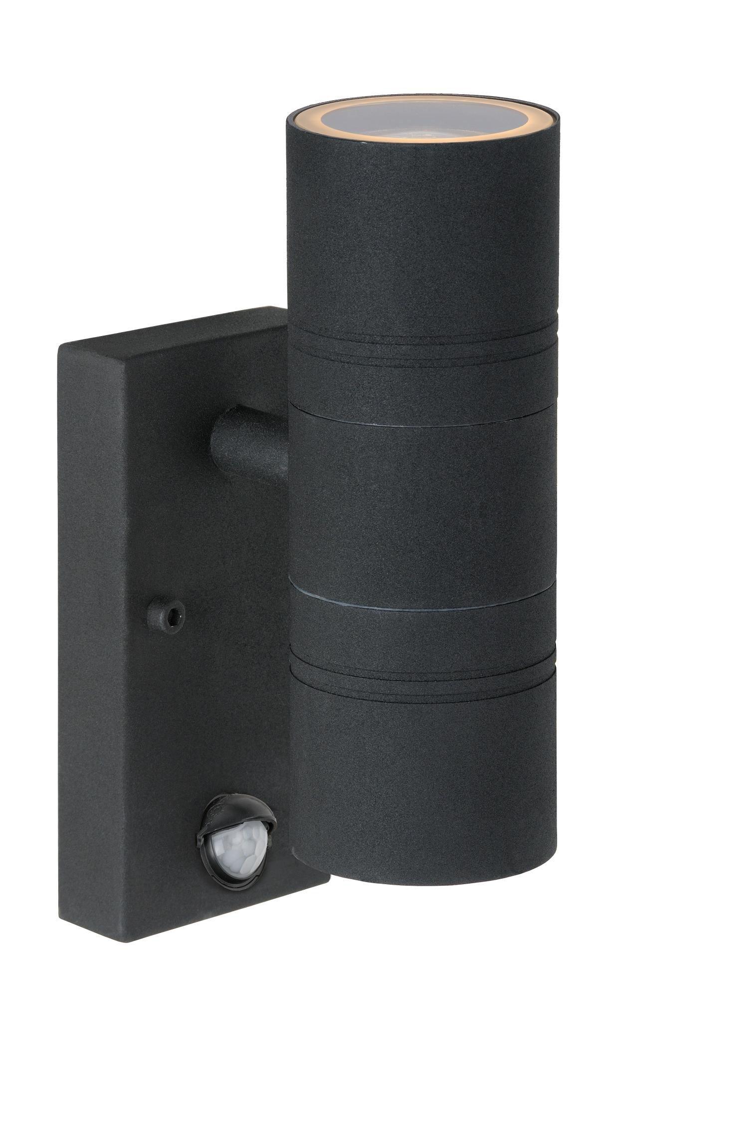 Lucide ArneLed Modern Up Down Wall Spotlight Outdoor PIR Sensor 63cm LED GU10 2x5W 2700K IP44 Black