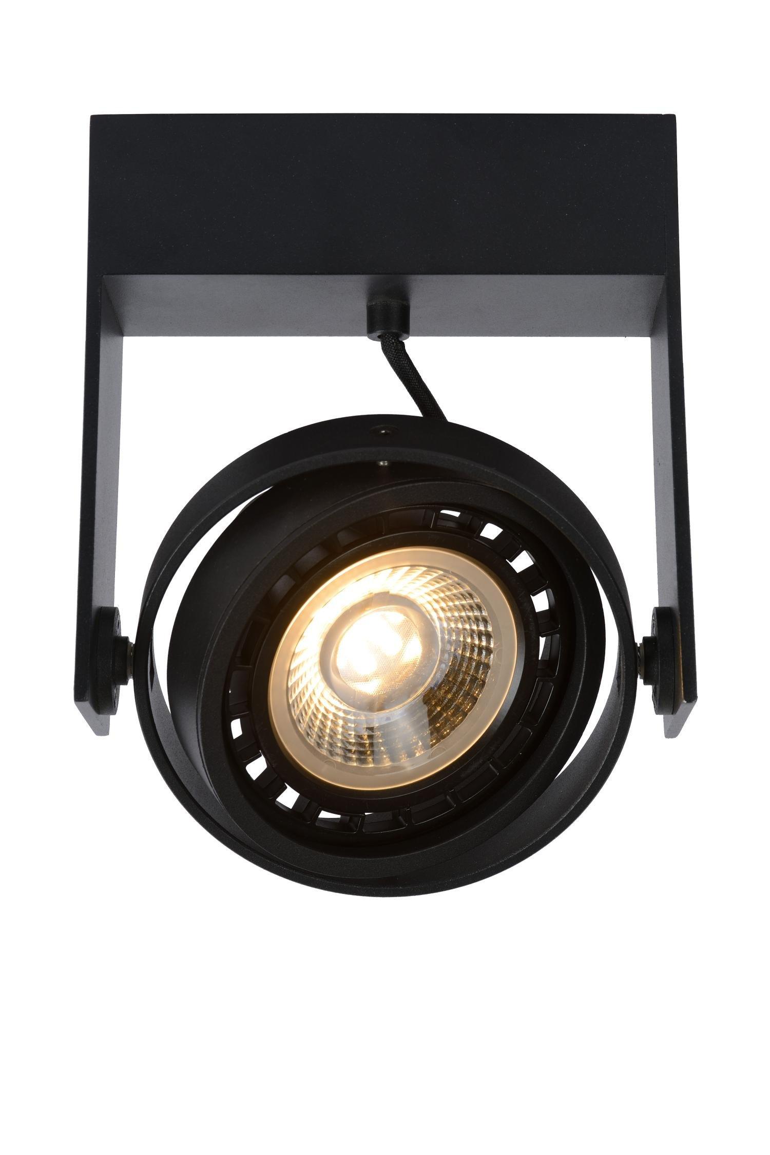 Lucide Griffon Modern Ceiling Spotlight LED Dim to warm GU10 1x12W 2200K3000K Black