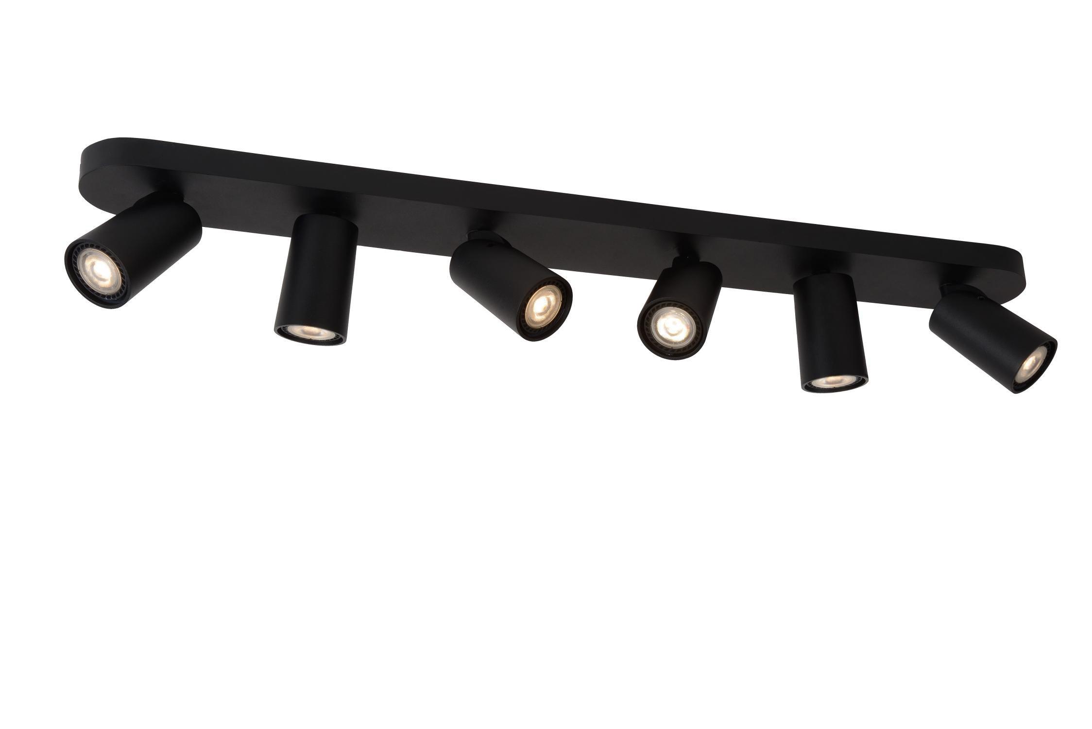 Lucide Xyrus Modern Ceiling Spotlight Bar LED Dim to warm GU10 6x5W 2200K3000K Black