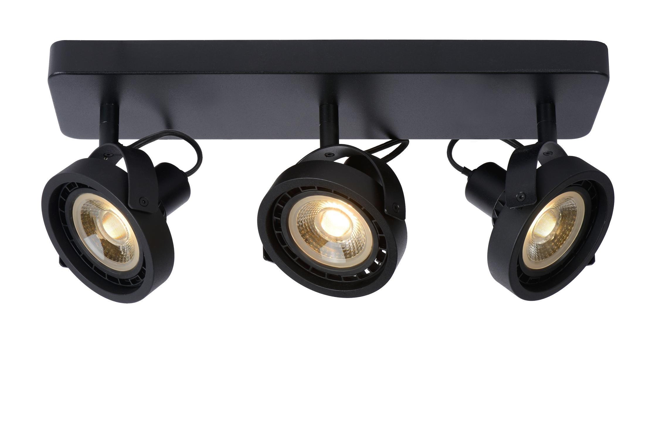 Lucide Tala Led Modern Ceiling Spotlight Bar LED Dim to warm GU10 3x12W 2200K3000K Black
