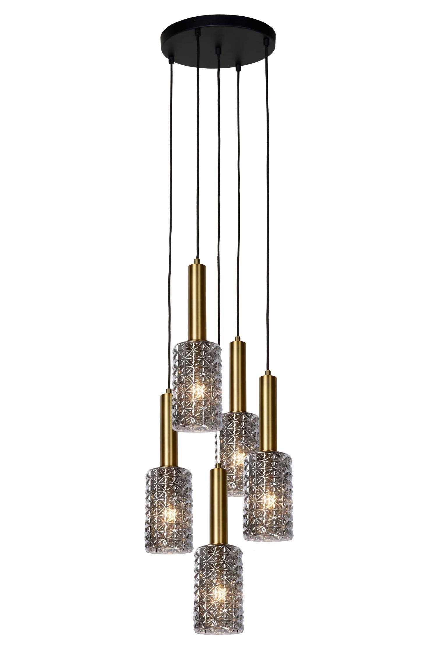 Lucide Coralie Classic Cluster Pendant Light 30cm 5xE27 Matt Gold Brass