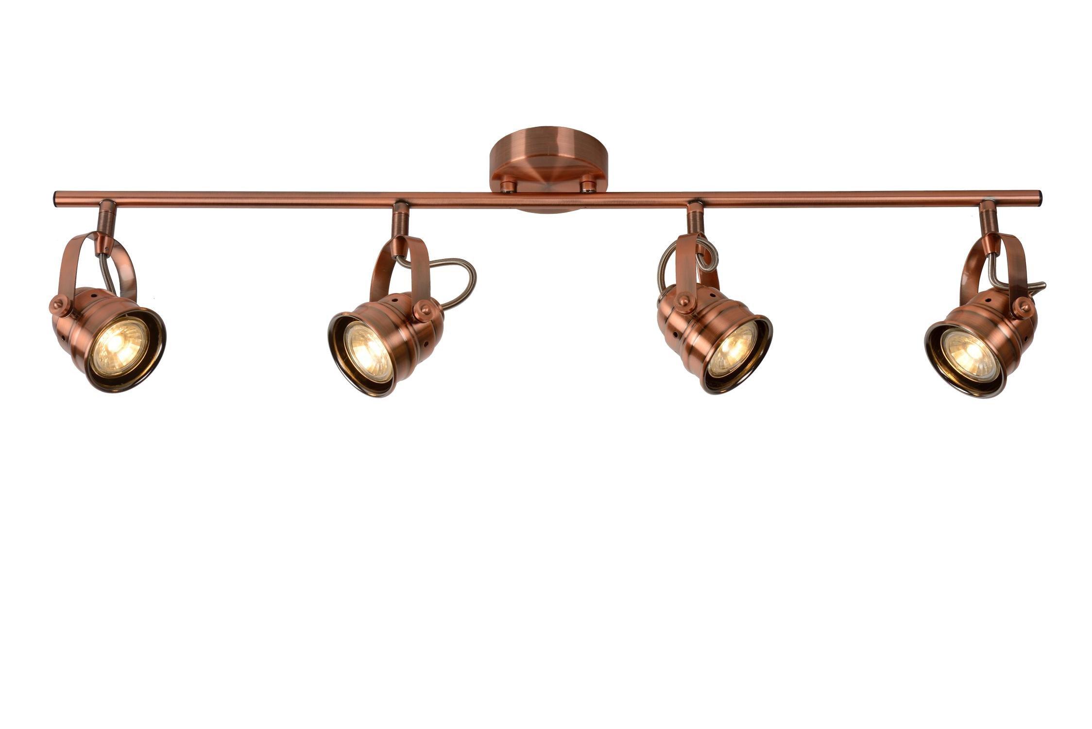 Lucide Cigal Cottage Ceiling Spotlight Bar LED GU10 4x5W 2700K Copper
