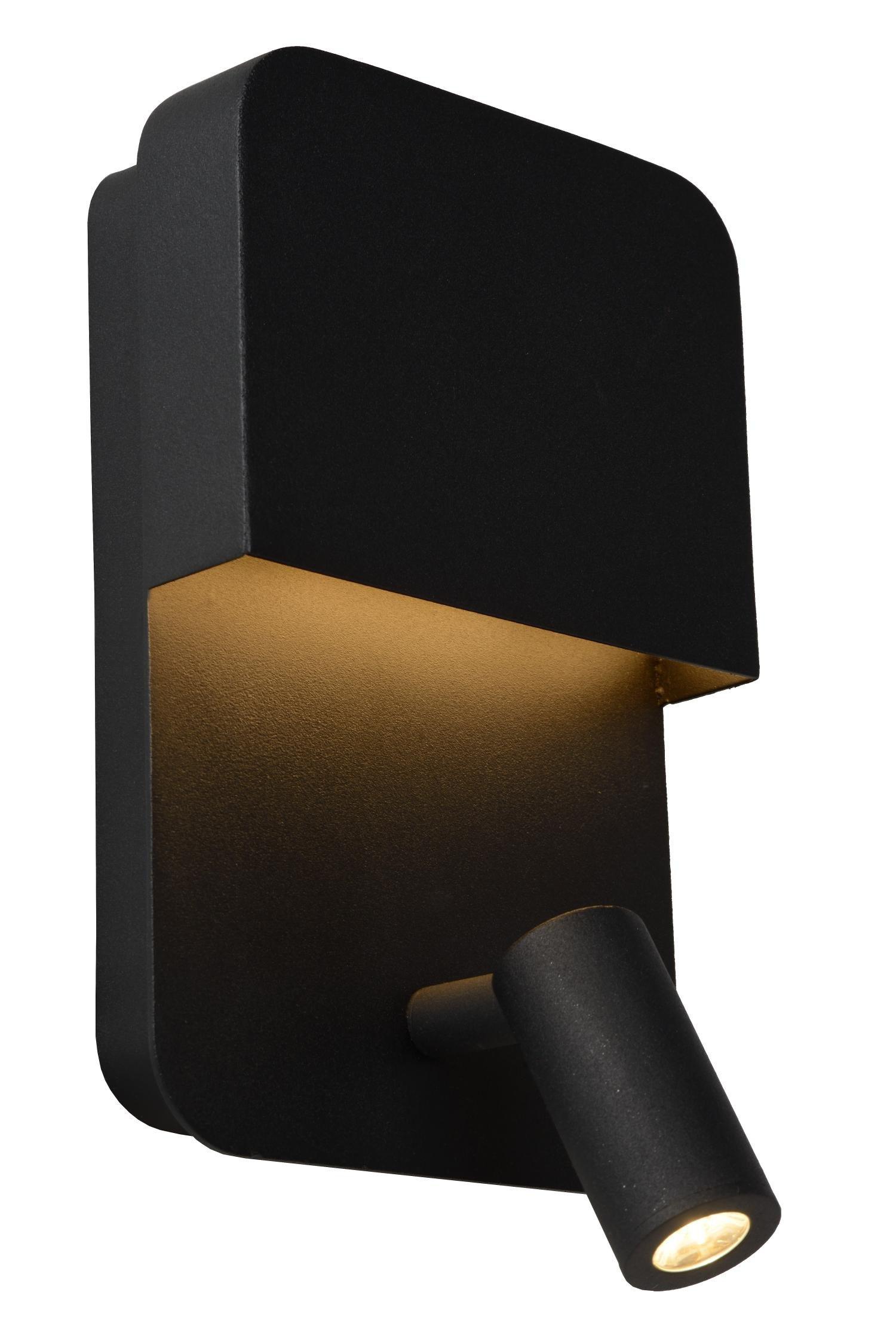 Lucide BOXER Tiltable Bedside Lamp 3000K LED Rotatable USB Charging Wall Light