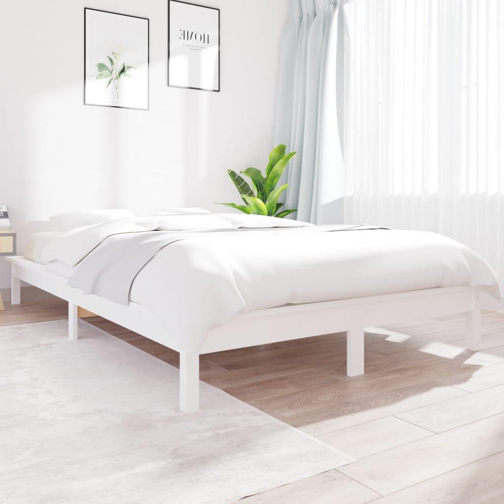 Bed Frame White 180x200 cm Super King Size Solid Wood Pine