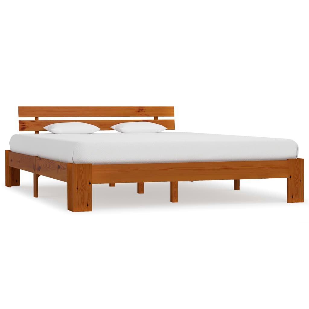 Bed Frame Honey Brown Solid Pine Wood 180x200 cm Super King