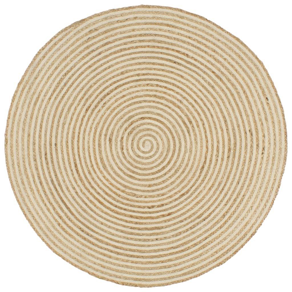 Handmade Rug Jute with Spiral Design White 90 cm
