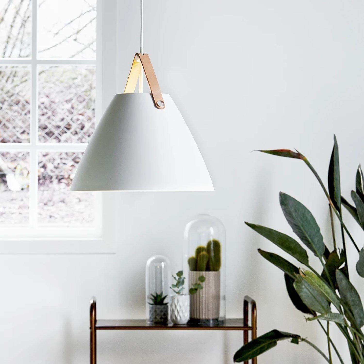 DFTP Strap 36 Indoor Living Dining Metal Pendant Ceiling Light in White (Diam) 36cm
