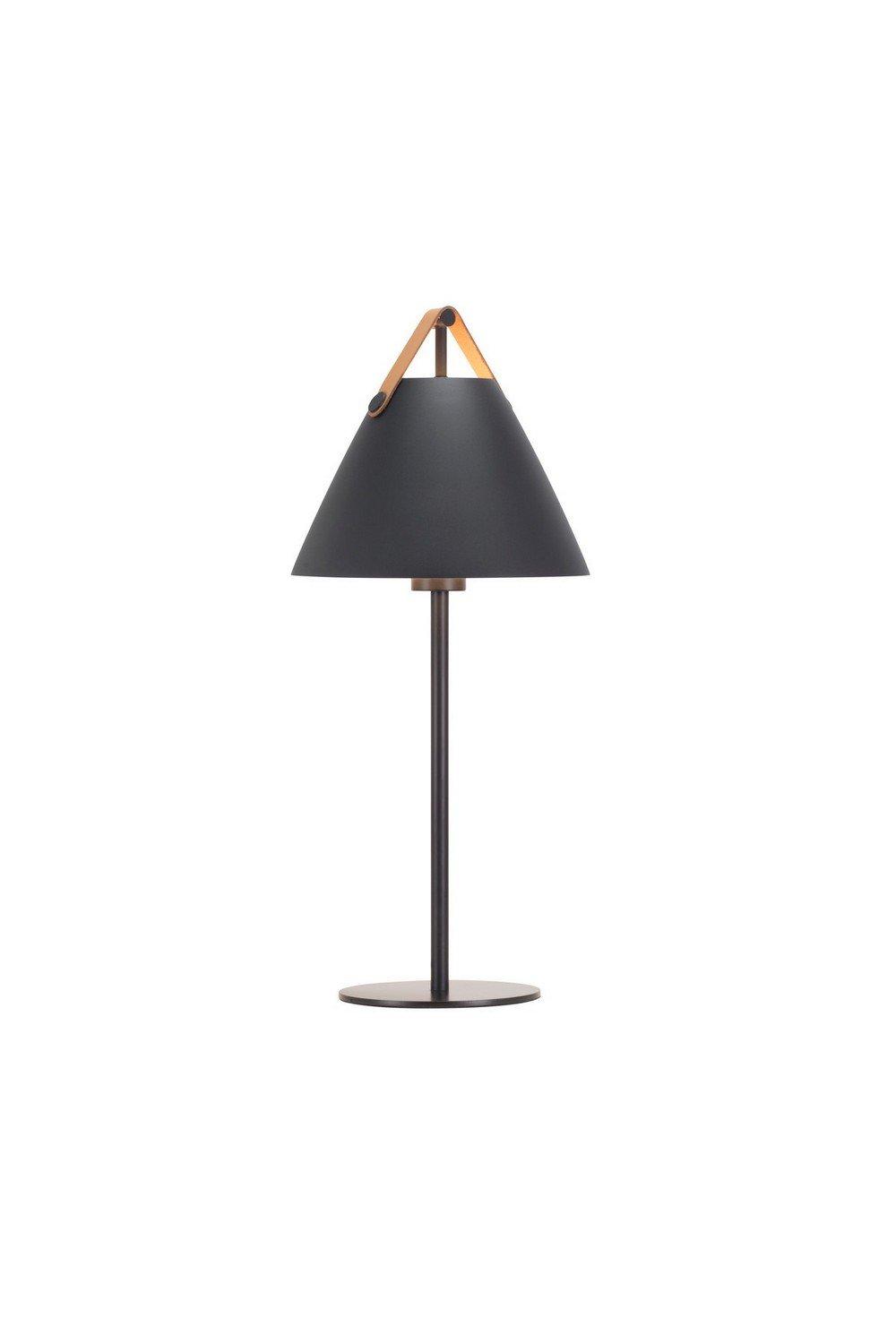 Strap Table Lamp with Round Tapered Shade Black E27