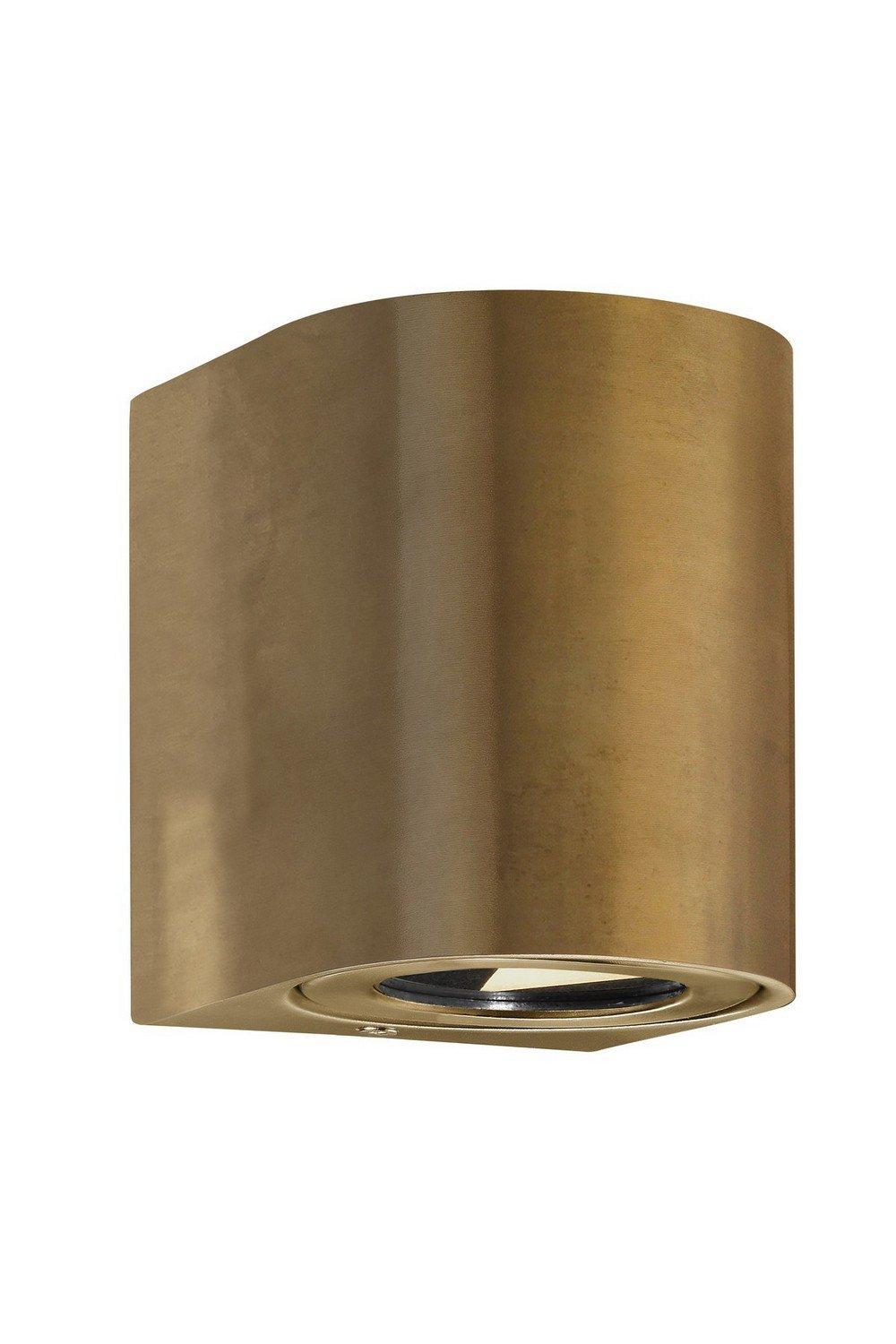 Canto LED Outdoor Up Down Wall Lamp Brass IP44 2700K