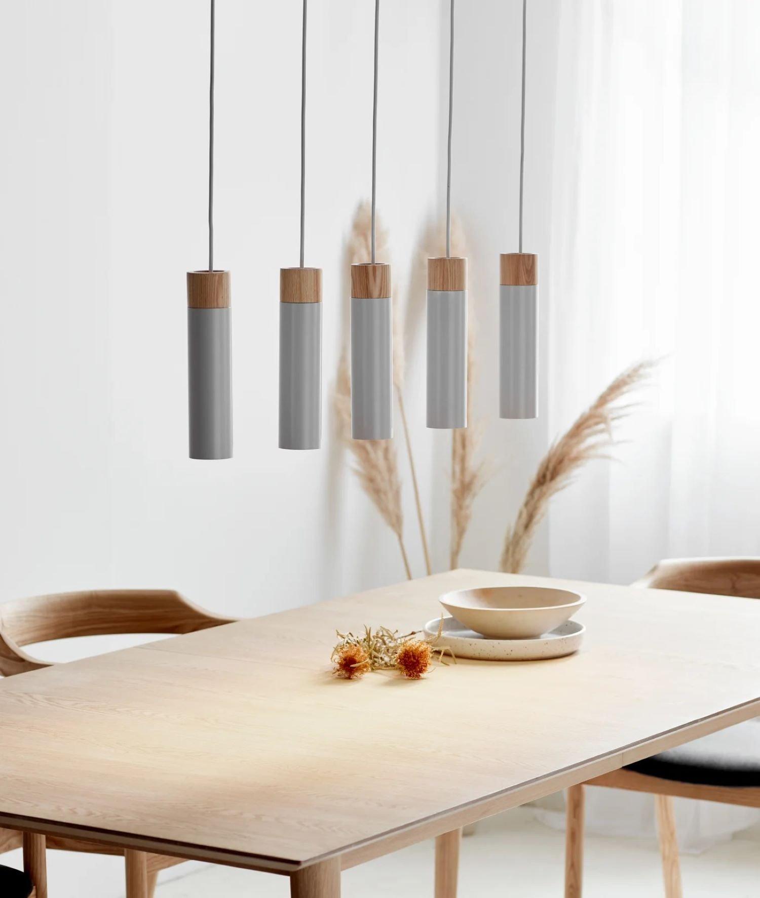 Tilo 5-Spot Indoor Living Dining Metal Pendant Ceiling Light in Grey (Diam) 6cm