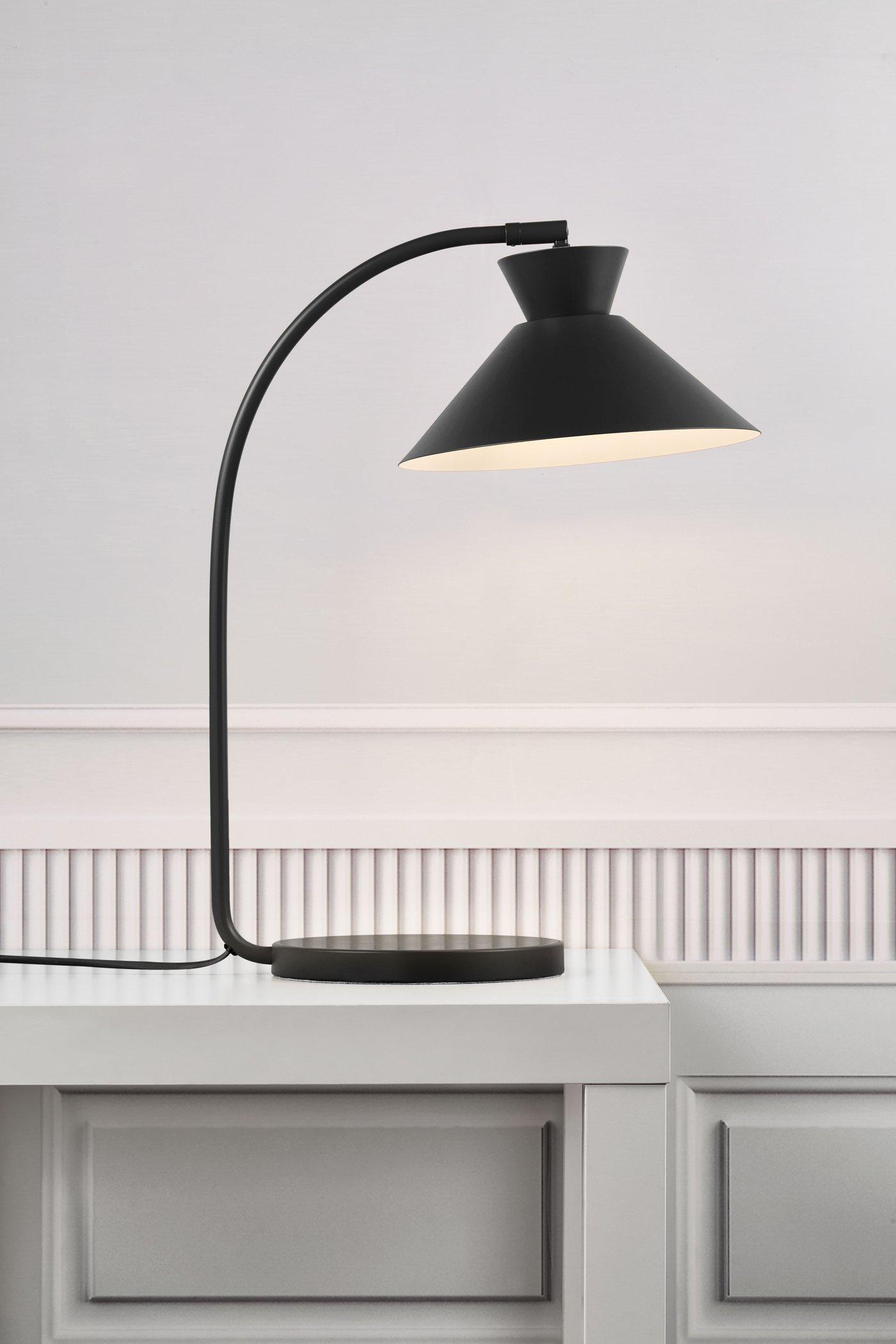 Dial Indoor Bedroom Living Dining Office Table Lamp in Black (Diam) 25cm