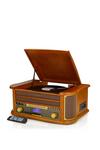 Denver 9-in-1 Retro Vintage Wooden Record Player with Speakers & Bluetooth 3 Speed Vinyl & Cassette with CD Player, DAB+ Radio thumbnail 1