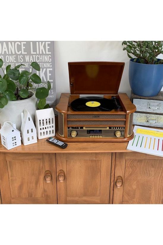 Denver 9-in-1 Retro Vintage Wooden Record Player with Speakers & Bluetooth 3 Speed Vinyl & Cassette with CD Player, DAB+ Radio 5