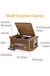 Denver 9-in-1 Retro Vintage Wooden Record Player with Speakers & Bluetooth 3 Speed Vinyl & Cassette with CD Player, DAB+ Radio thumbnail 4