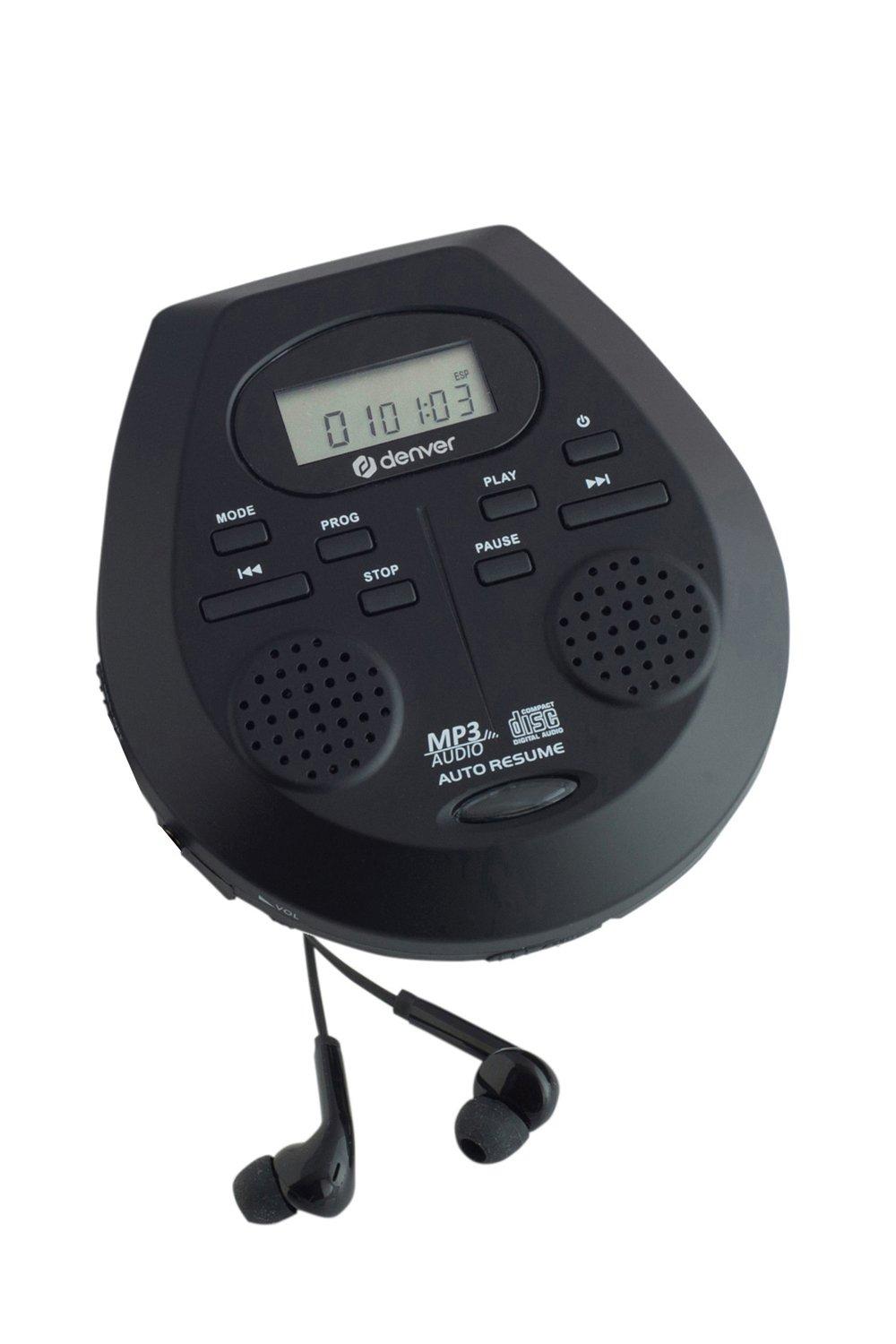 Denver 'DMP-395' Portable CD Player with Speakers CD Walkman MP3 & Audio Book|black