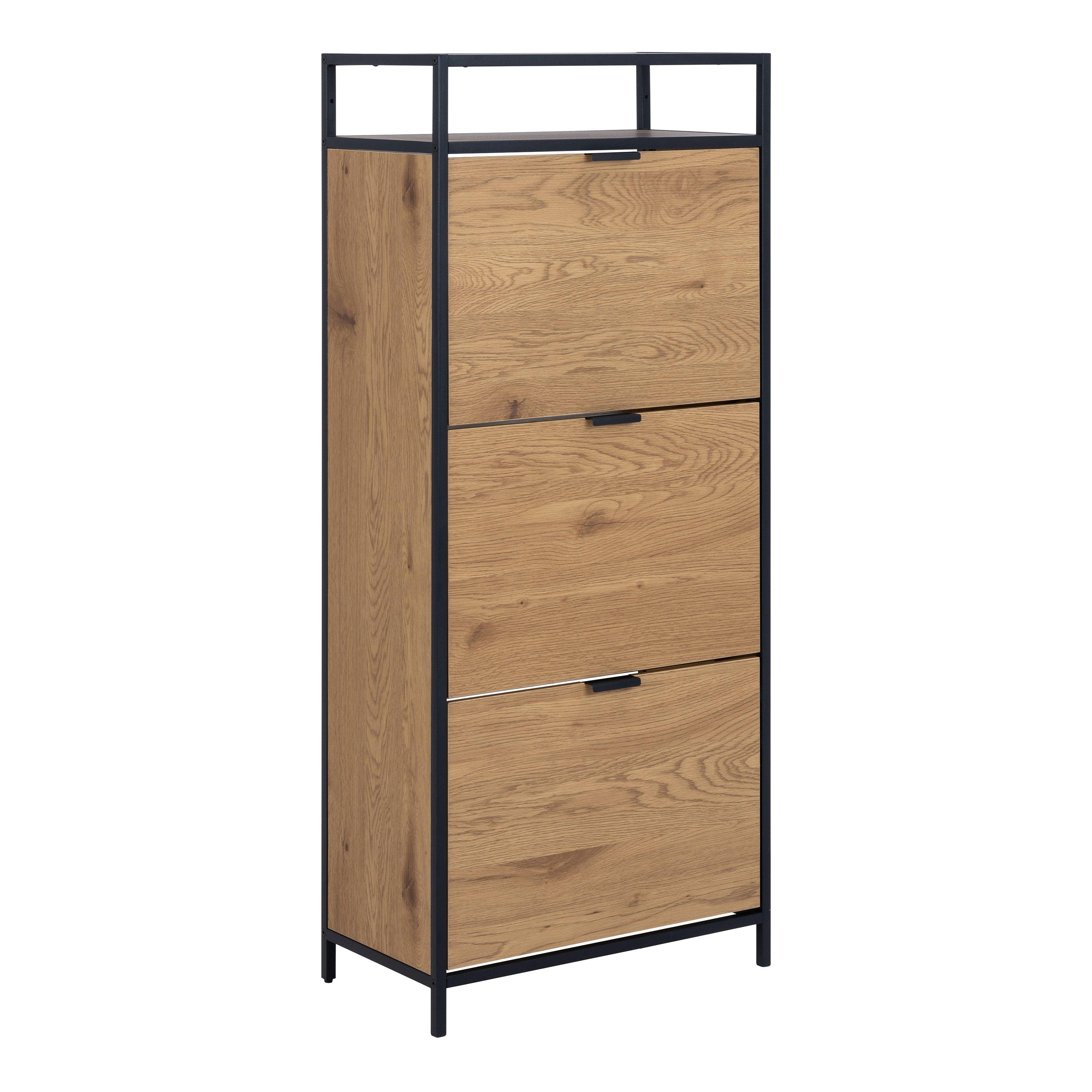 Photos - Storage Сabinet Seaford Shoe Cabinet in Black and Oak