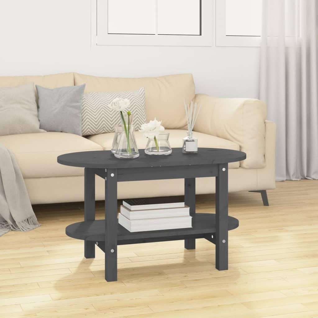 Coffee Table Grey 80x45x45 cm Solid Wood Pine