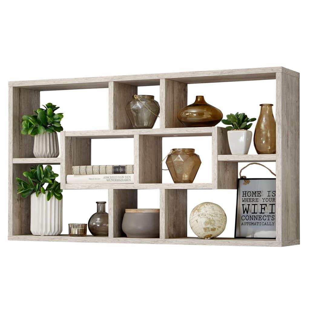 FMD Wall-mounted Shelf Rectangular with 8 Compartments Sand Oak