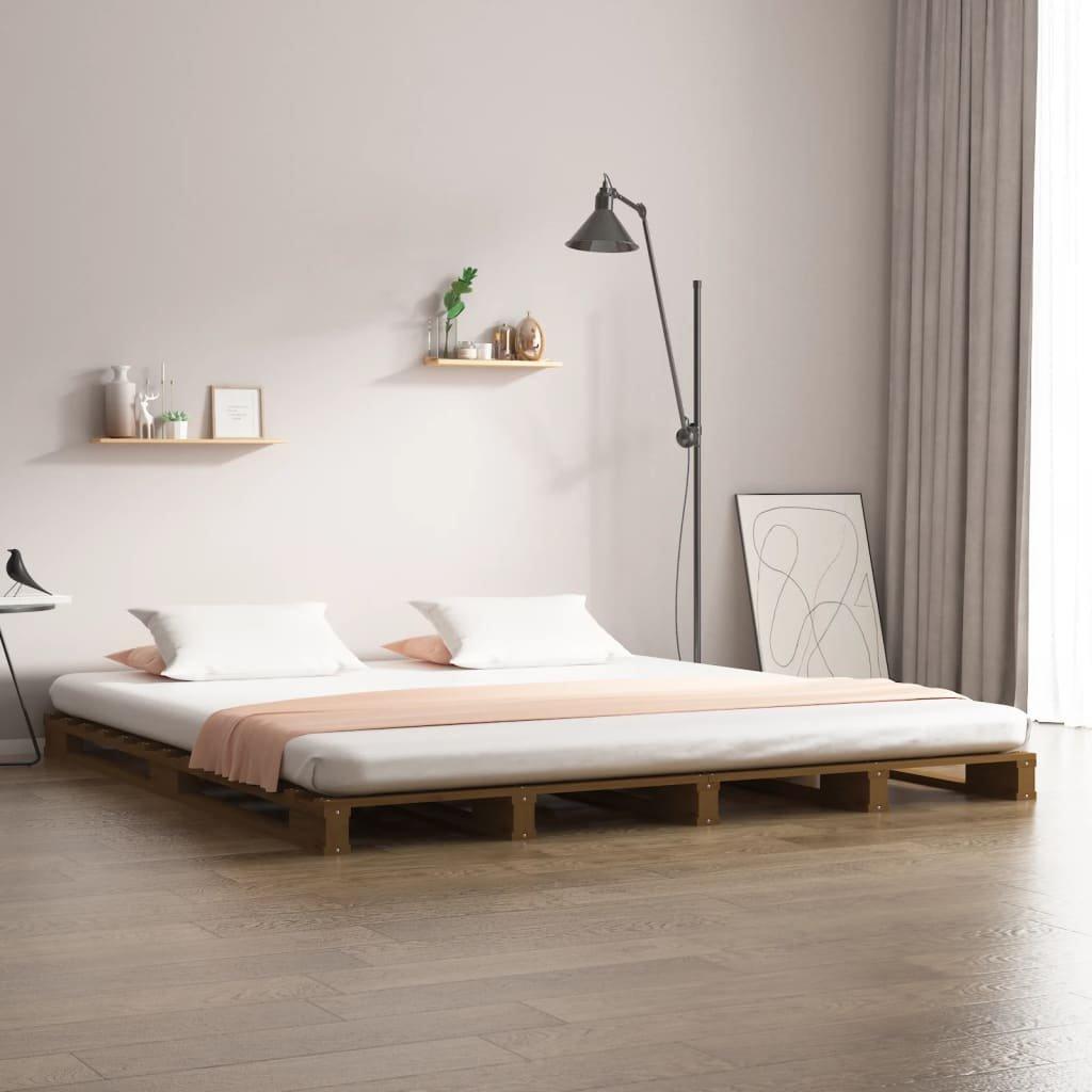Pallet Bed Honey Brown 120x190 cm Small Double Wood Pine