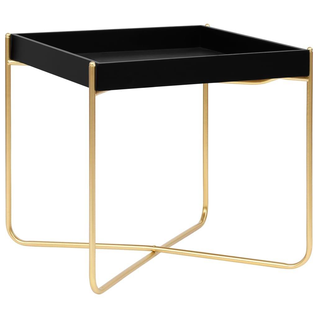Side Table Black and Gold 38x38x38.5 cm MDF